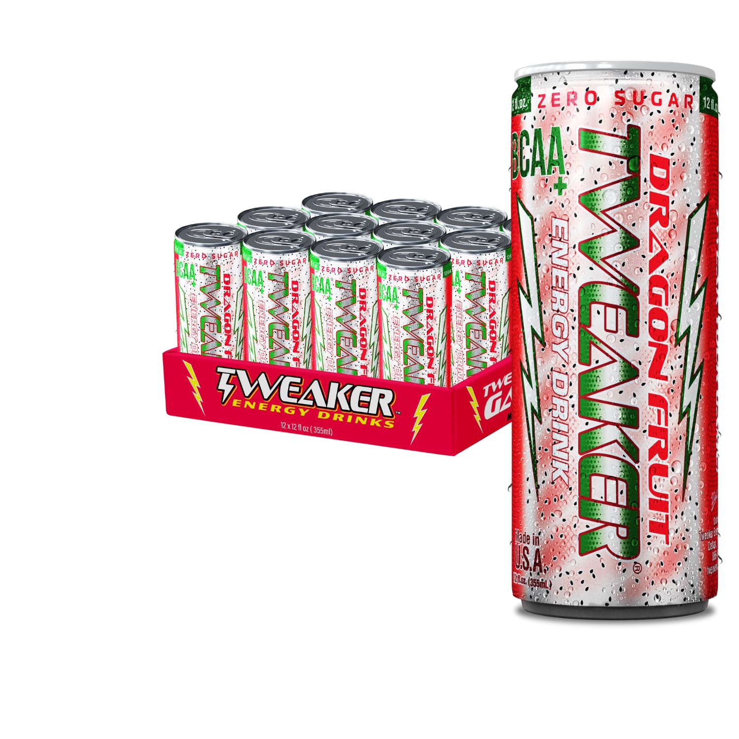 Tweaker Energy Drink Pre Workout - Sugar Free, Low Calorie, 110 mg Caffeine, Clean Energy Drink for Focus & Performance (12 oz, Pack of 12) (12 Ounce