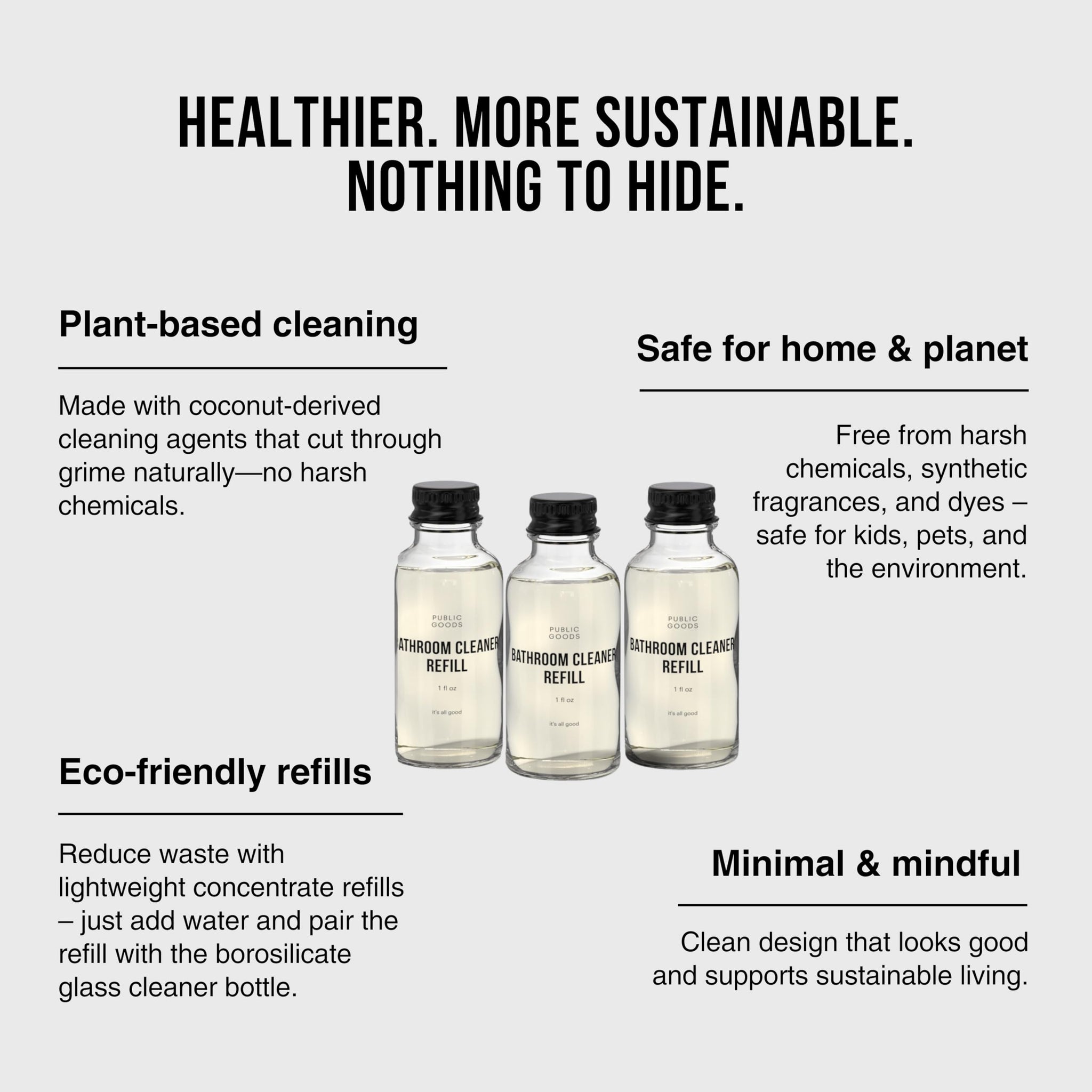 Public Goods Bathroom Cleaner Refill | Refill Concentrate for Toilets, Tile, Showers, Sinks | Cruelty Free, Vegan Friendly | Scented with Lemon