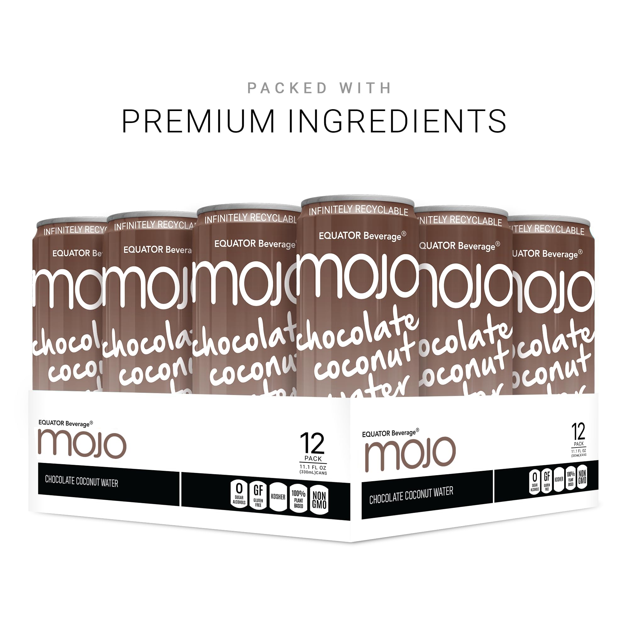 MOJO Chocolate Coconut Water | Hydration Drink & Sports Drink | Electrolytes Beverage | Vitamin B & C | Hydration Drink for Skin & Body | 10.8 Oz