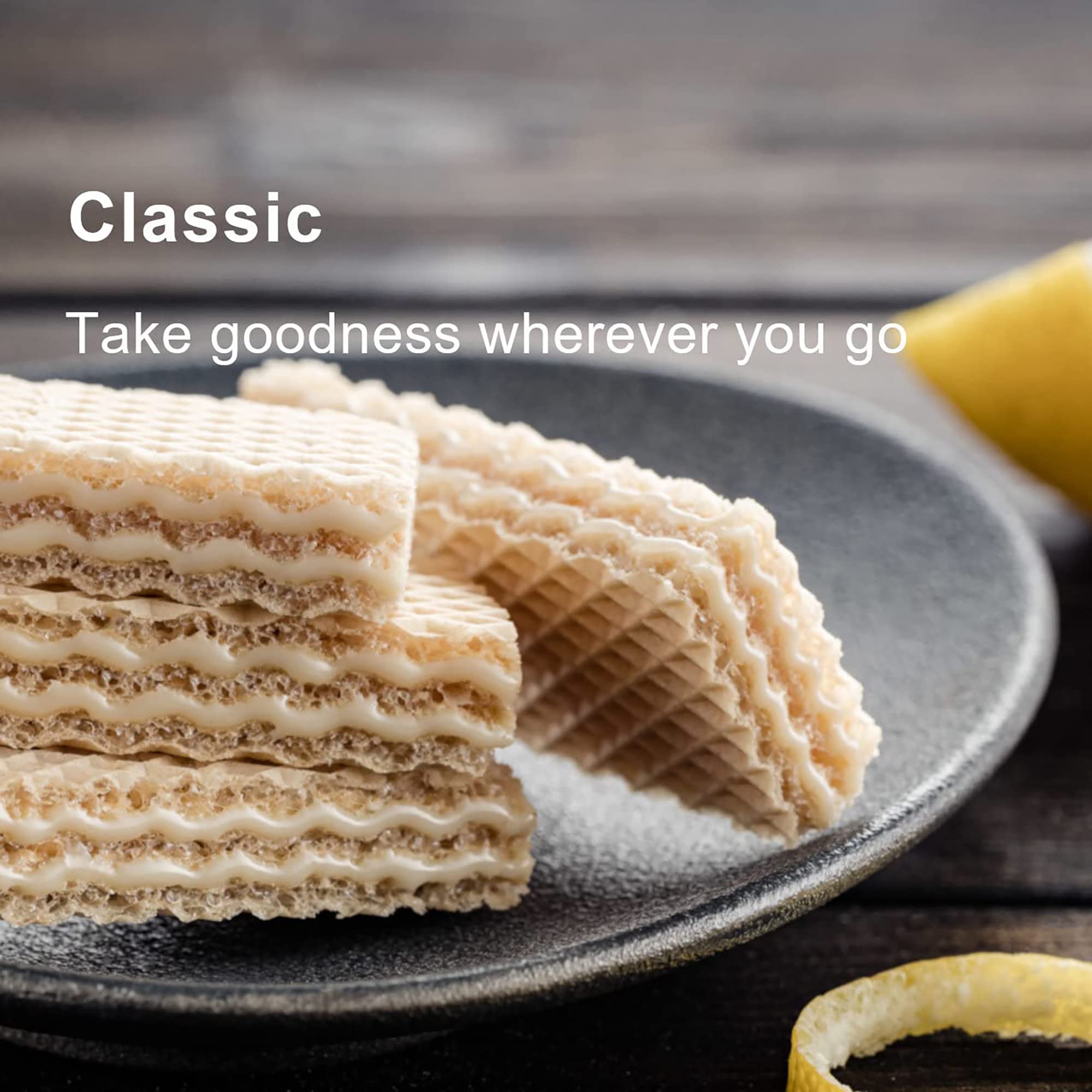 Loacker Classic Lemon Wafers - Premium Crispy Wafer Cookies with Lemon Cream Filling - Multipack of 12 Snack Packs - NON-GMO - Sicilian Lemons