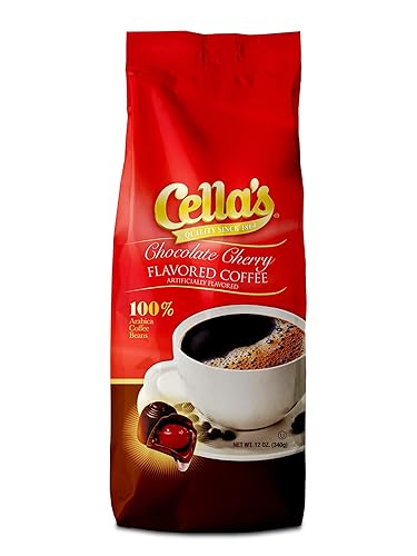 Cella's Coffee Flavored Ground Coffee - Premium Arabica, Chocolate Cherry, (12 Ounce)