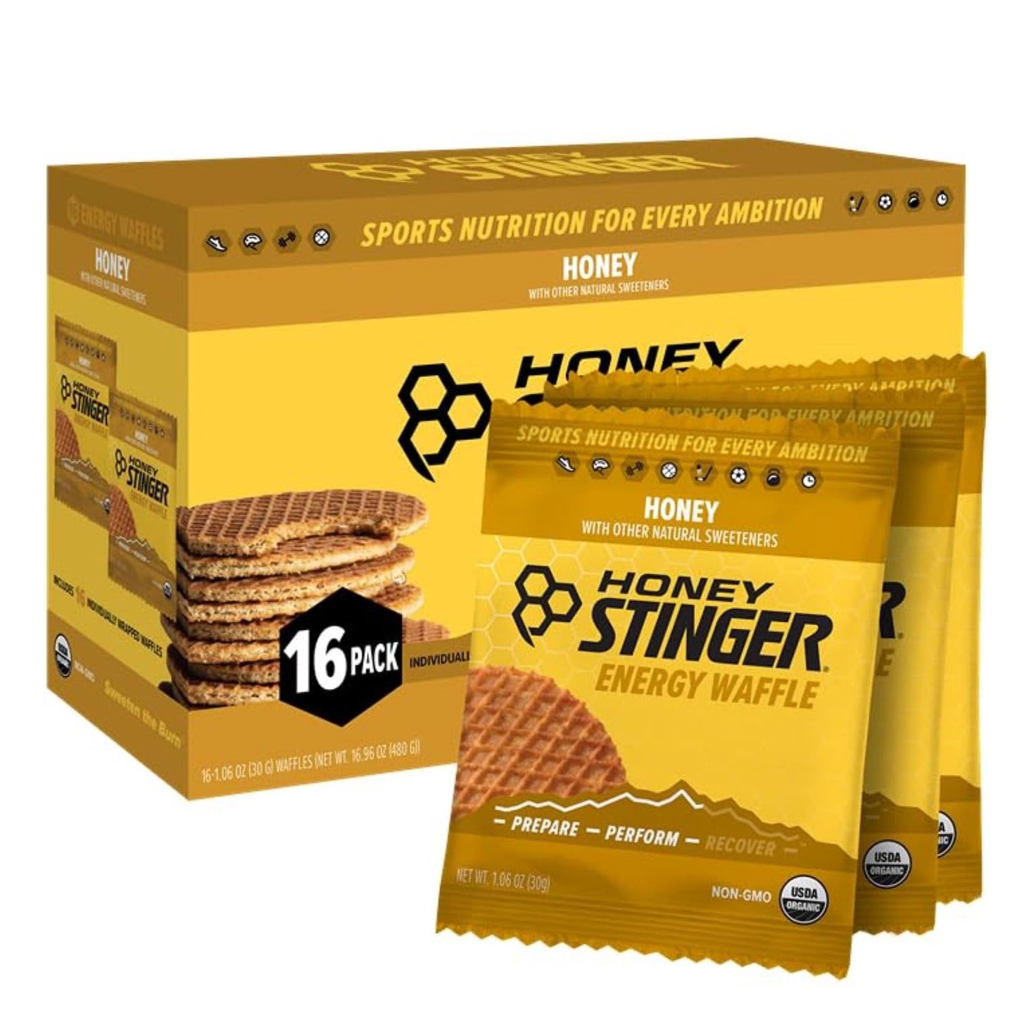 Honey Stinger Organic Honey Waffle, Energy Stroopwafel for Exercise, Endurance and Performance, Sports Nutrition for Home & Gym, Pre and Post Workout
