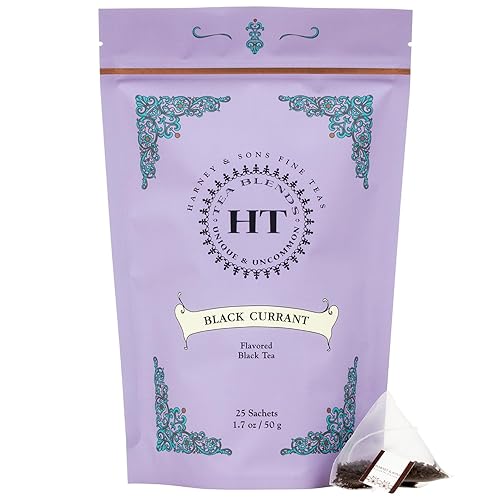 Harney & Sons Black Currant Tea | 25 Sachets of Caffeinated Black Tea with Black Currant Flavor, HT Tea Blends