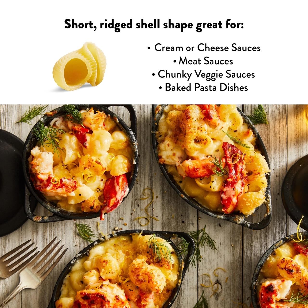 DeLallo Organic Shellbow Pasta, Unique Shell Shape, Vegan, Kosher, Non-GMO, Made in Italy with 100% Durum Wheat Semolina, Bronze Cut, 16 oz Bag, (6