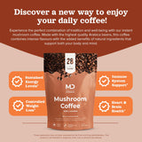 md wellness dynamics Mushroom Coffee with L Carnitine, Coconut Oil, & Grass Feed Butter - Lion’s Mane Reishi Chaga Cordyceps Smooth Energy Metabolism