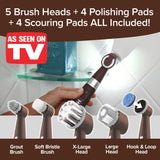 Horsepower Pocket Pony 5 Piece Refill Brush Head Set, AS SEEN ON TV, Includes Grout Brush, Soft Bristle Brush, X-Large Head, Large Head, Hook & Loop