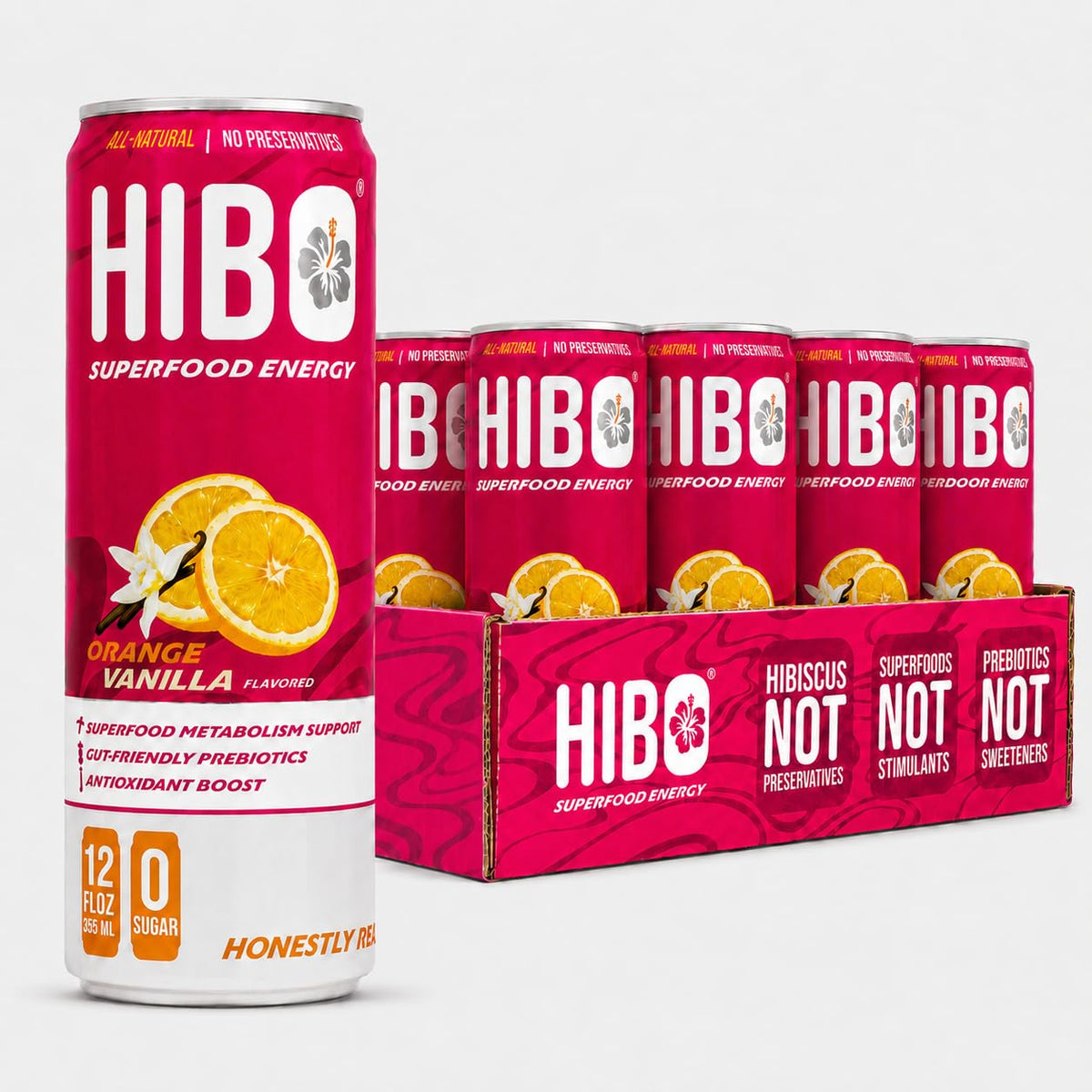 HIBO Superfood Energy Orange Vanilla, Sugar Free, 150mg Caffeine