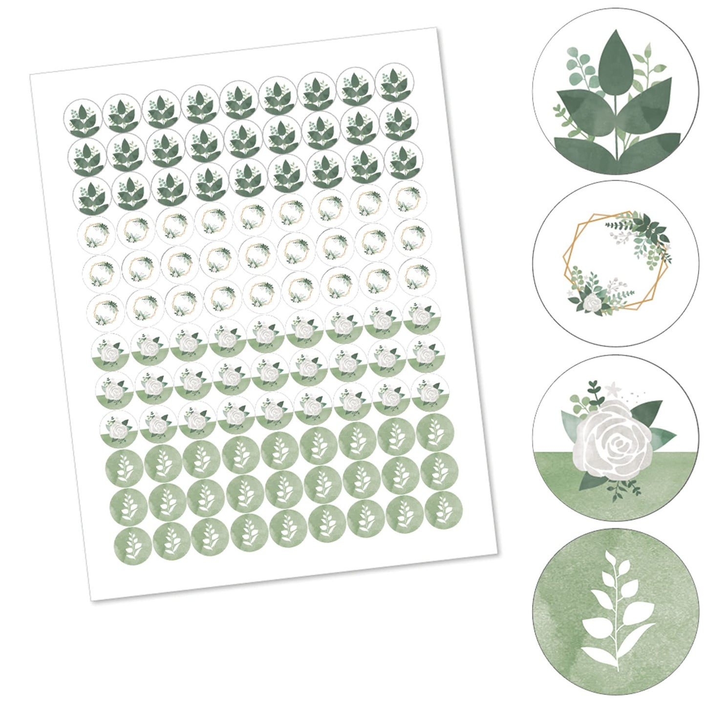 Big Dot of Happiness Boho Botanical - Greenery Party Round Candy Sticker Favors - Labels Fit Chocolate Candy (1 Sheet of 108)
