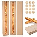 Bakbania 50 Pack Baguette Bags with Stickers Paper Bread Loaf Packing Bags with Window for Homemade Bread