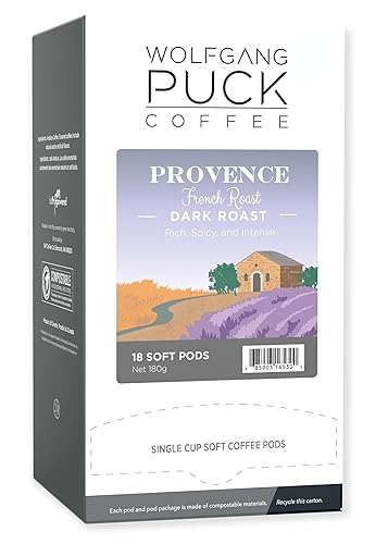 Wolfgang Puck Coffee, Provence, French Roast, 9.5 Gram soft Pods, 18 Count (Pack of 3)