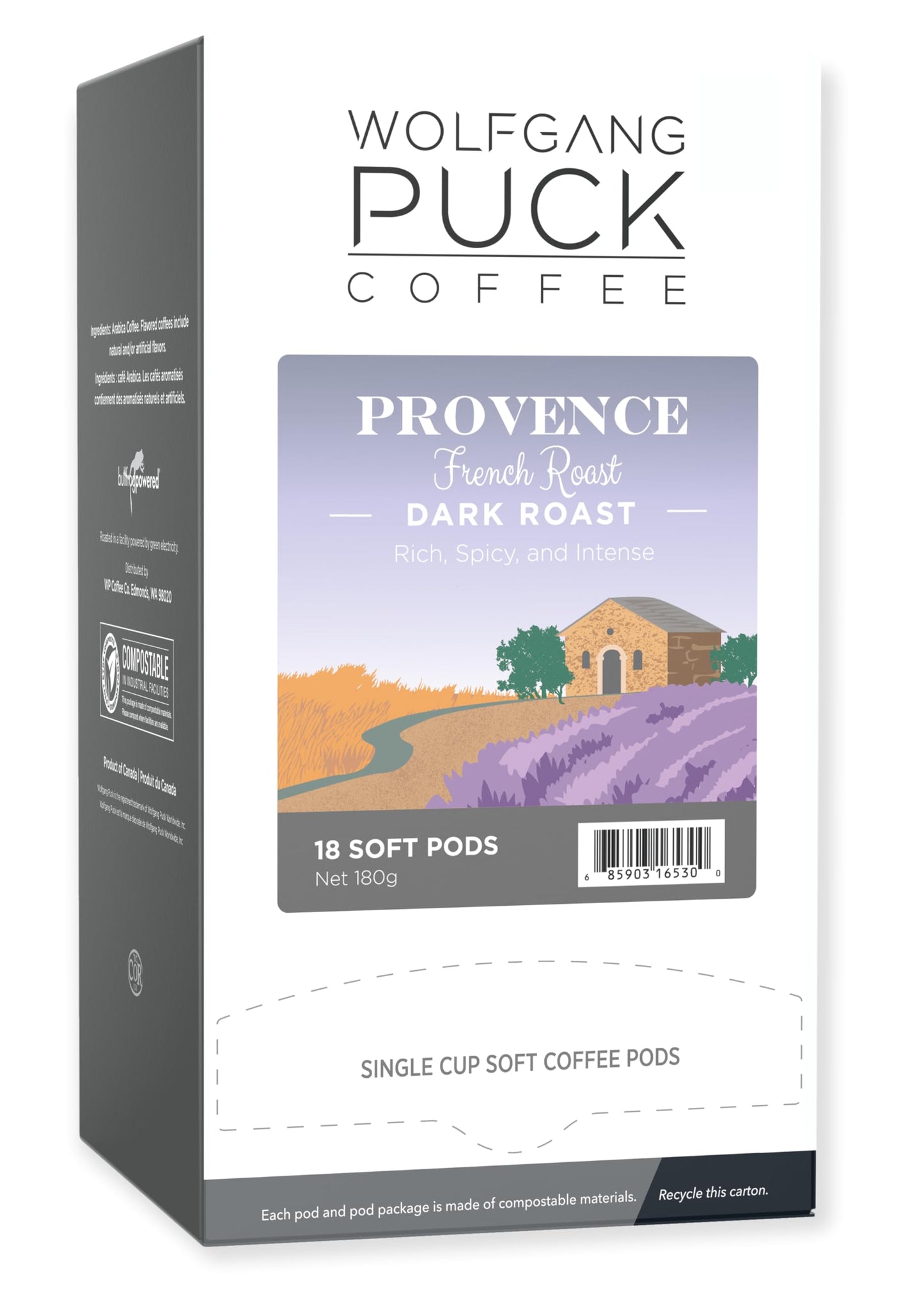 Wolfgang Puck Coffee, Provence French Roast, 9.5 Gram Soft Pods, 18 Count (Pack of 1)