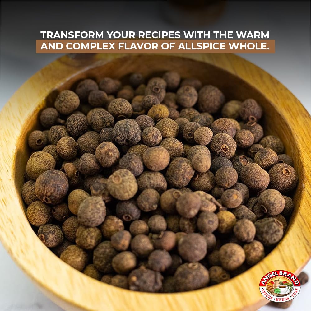 Angel Brand Allspice Berries Whole 1.5 oz Bottle - Jamaican Allspice Seeds with Aromatic Richness - Perfect for Cooking, Savory Dishes, Pickling