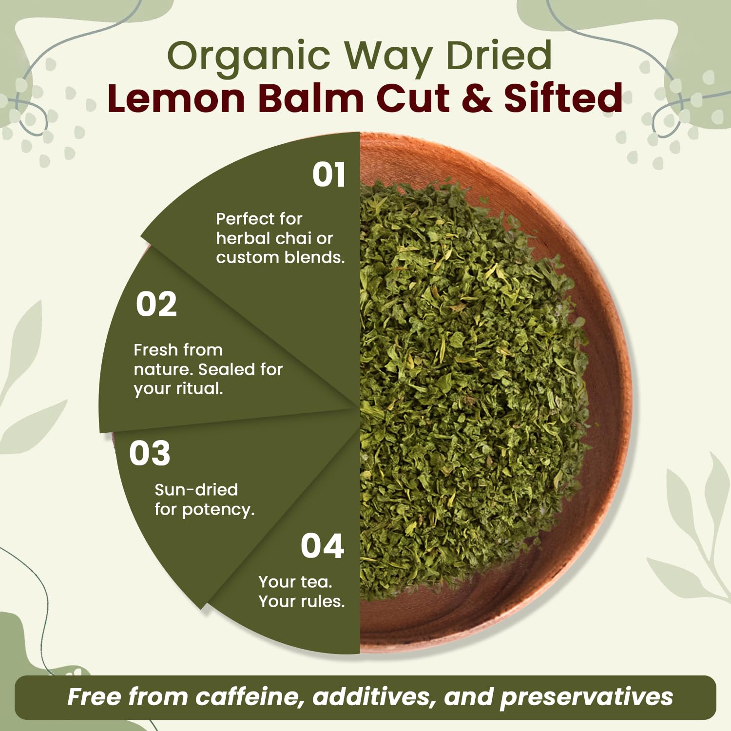 Organic Way Lemon Balm Leaf Cut & Sifted (Melissa officinalis) - Herbal Tea | Organic & Kosher Certified | Vegan | Raw, Non GMO & Gluten Free | USDA