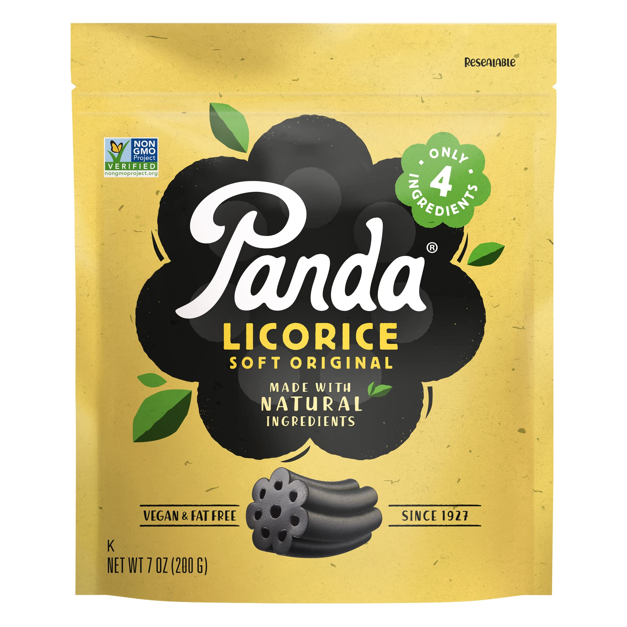 Panda ® | Natural Soft Original Licorice | Pure Panda Black Licorice Candy Made with Only 4 Natural Ingredients | Non-GMO Project verified | Vegan