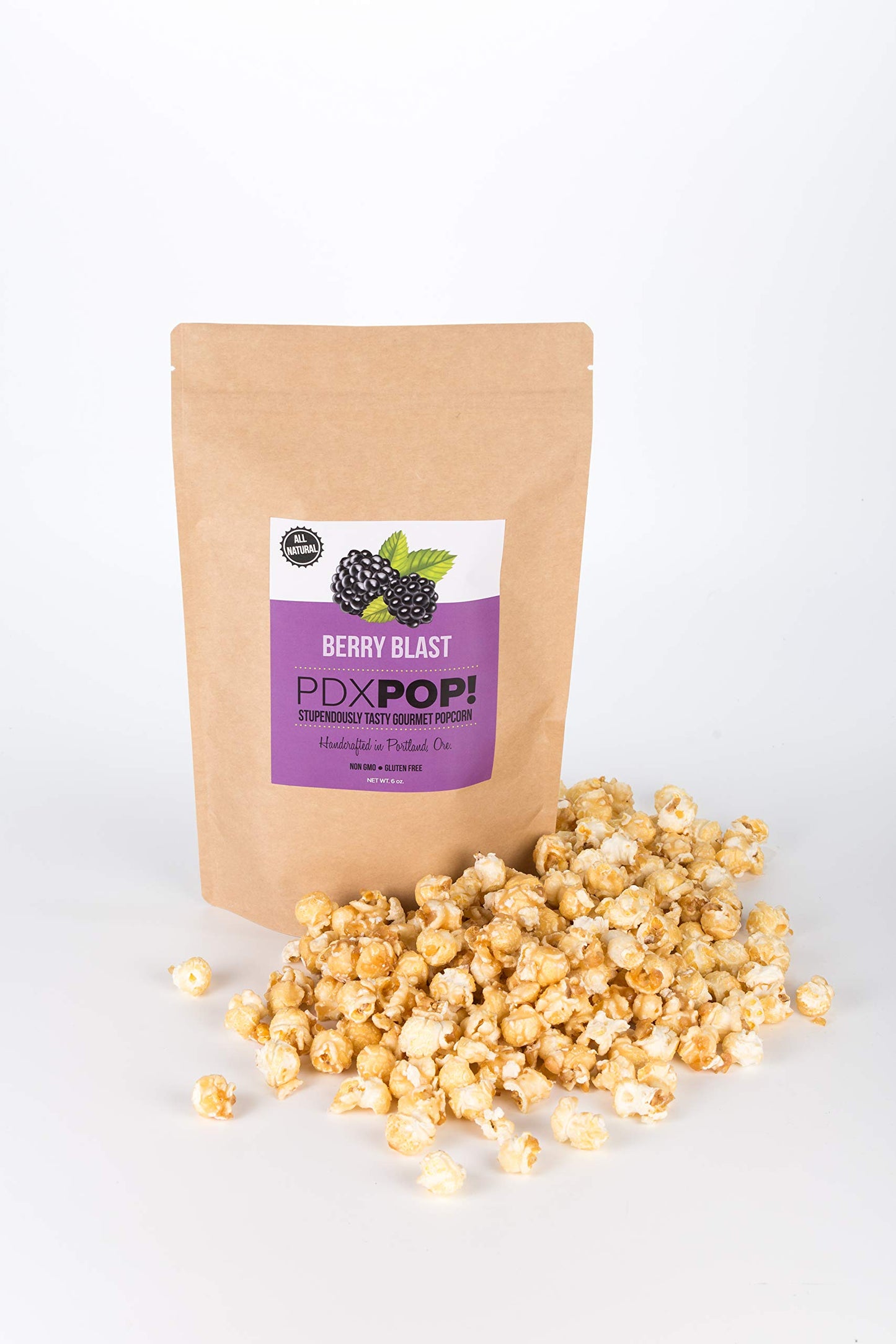 PDXPOP Handmade Gourmet Flavored Popcorn Treat, Large Snack Bag, Berry Blast