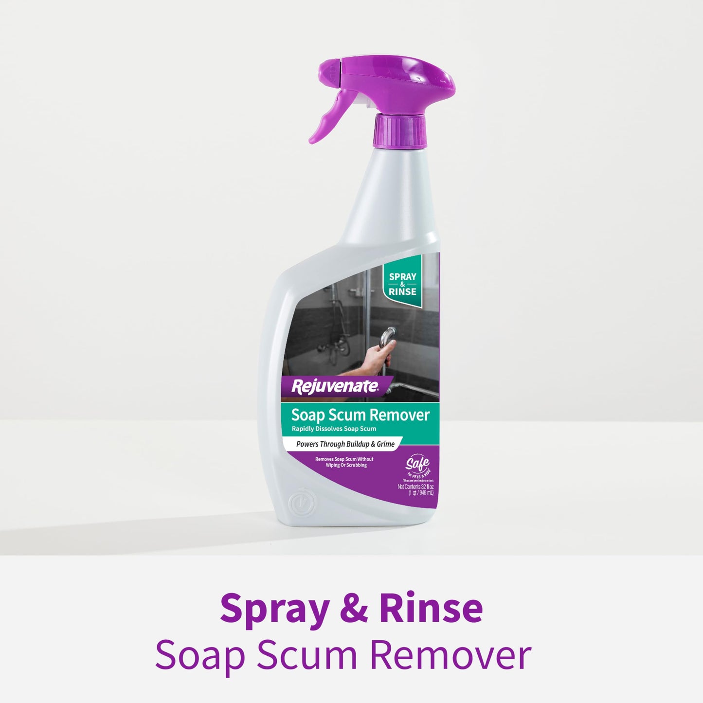 Rejuvenate Soap Scum Remover Easily Dissolves Soap Scum Without Scrubbing, 32 Ounces, 2 Pack