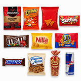BroBox College Care Package Snack Box | Large Variety Pack with Chips, Cookies, Candy, Popcorn, Beef Jerky, Nuts & Energy Drink | Dorm Snack Box