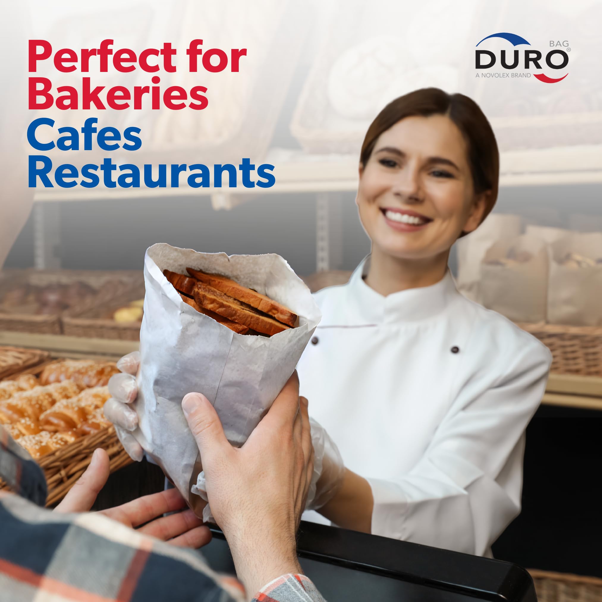 Duro 8# White Paper Bags 100 Count - Bulk White Paper Lunch Bags for Deli, Restaurant Takeout, Grocery & Luminary Disposable SOS Lunch Sacks - 6.12 x