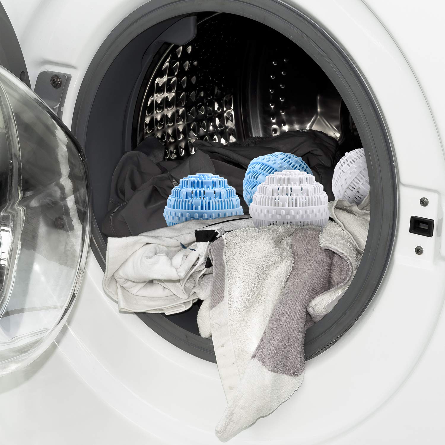 Boao 4 Pieces Laundry Ball, Natural Non Chemical Detergent Laundry Balls for Washing Machine Ultra Laundry Washer and Dryer Washing Ball Bundle(Blue