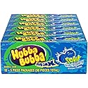 HUBBA BUBBA Bubble Gum, Sour Blue Raspberry, Chewing Gum Bulk, Sour Candy - 5 Pieces, Pack of 18