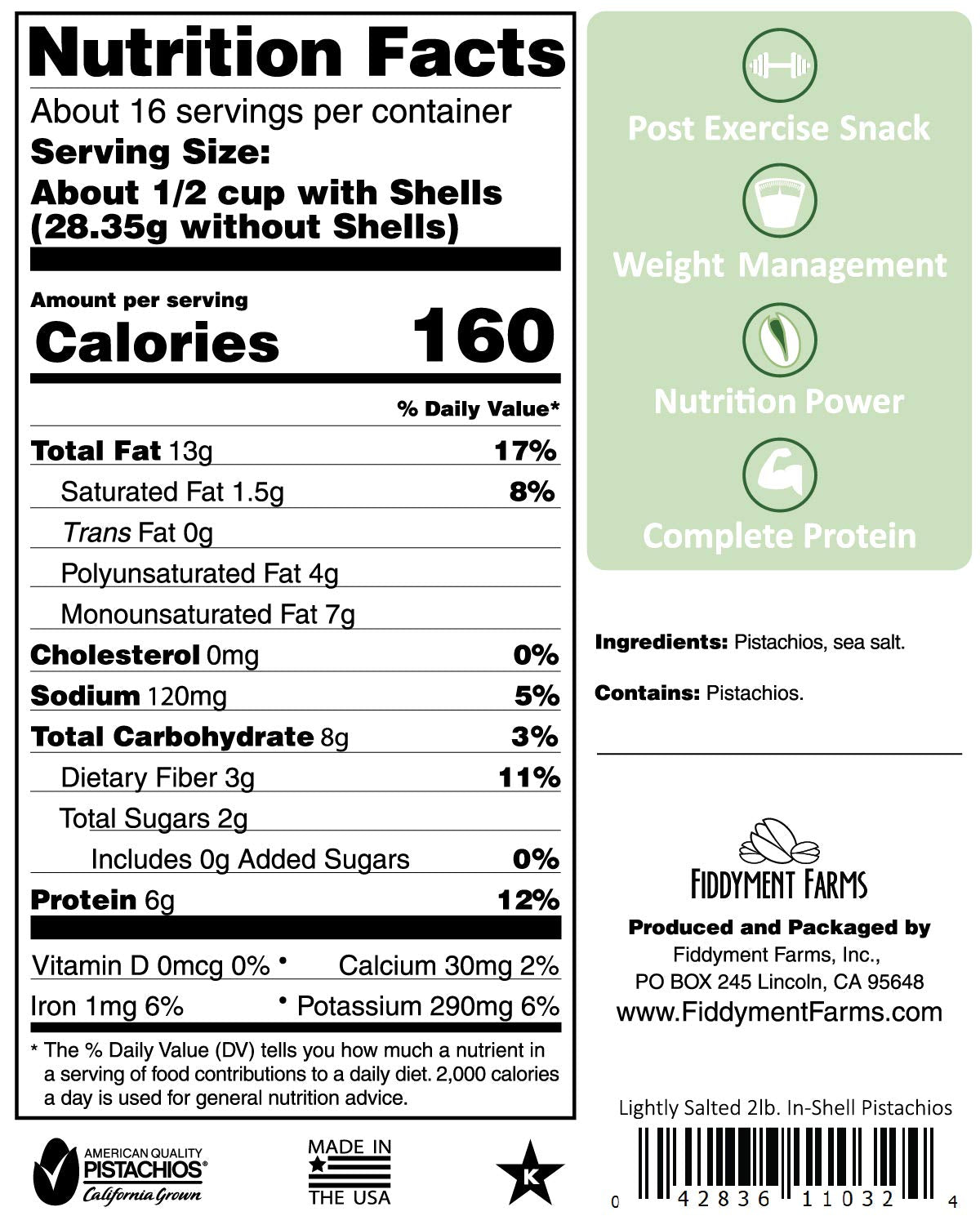 Fiddyment Farms 2lb Sea Salted In-shell Pistachios