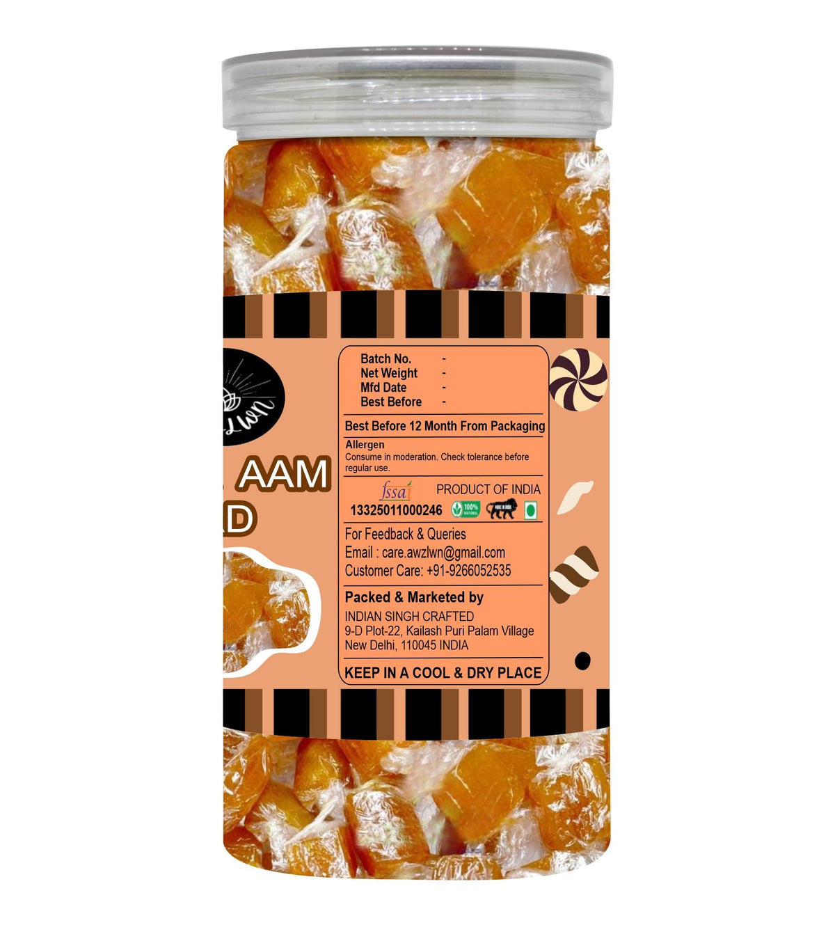 Awzlwn Indian Taste Candy (12.34 OZ / 350 GM, Meetha Aam Papad)