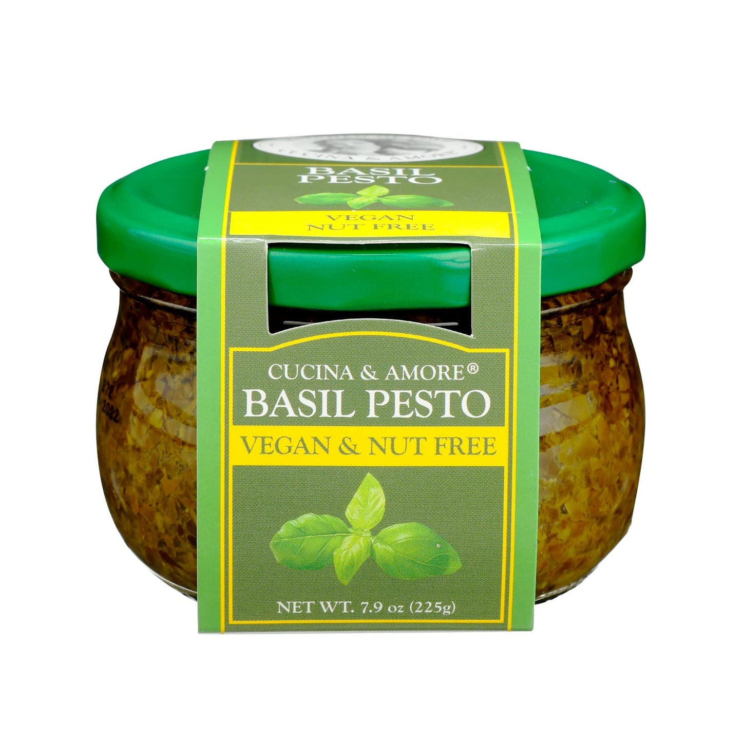 Cucina & Amore Kitchen of Love Basil Pesto - Vegan & Nut-Free, 7.9 oz Jar