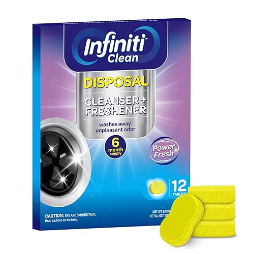 Garbage Disposal Cleaner and Deodorizer Tablets - Kitchen Sink Cleaner and Deodorizer, Septic Safe, Lemon Scent, Removes Odor-Causing Residues (12