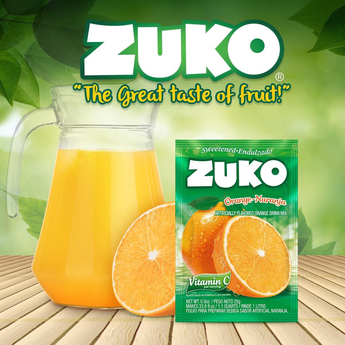 Zuko Instant Beverage Drink Mix, Flavor Orange Powdered, No Added Sugar Needed, 48 Ct Individual Packets