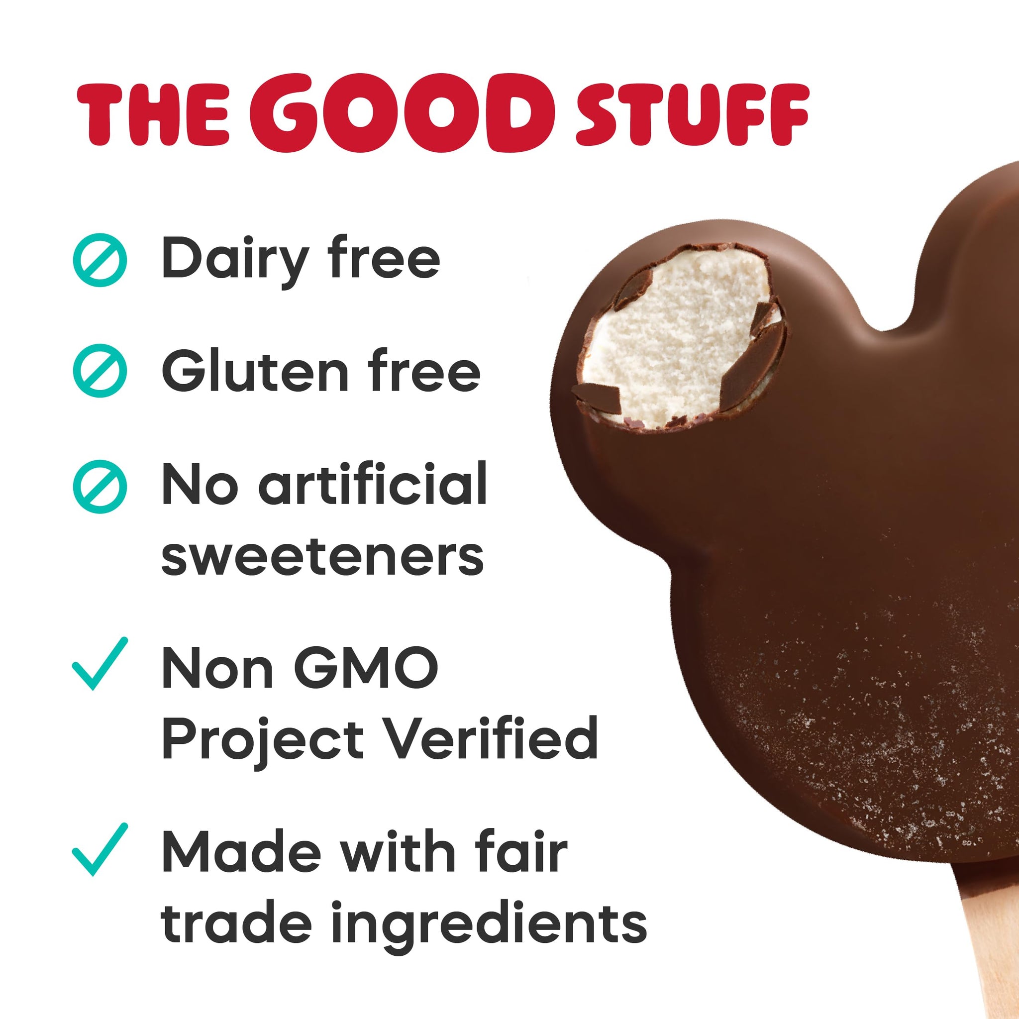 GOODPOP - Disney Mickey Mouse Fudge n' Vanilla Dairy-Free Dessert Bars, 6 Ct