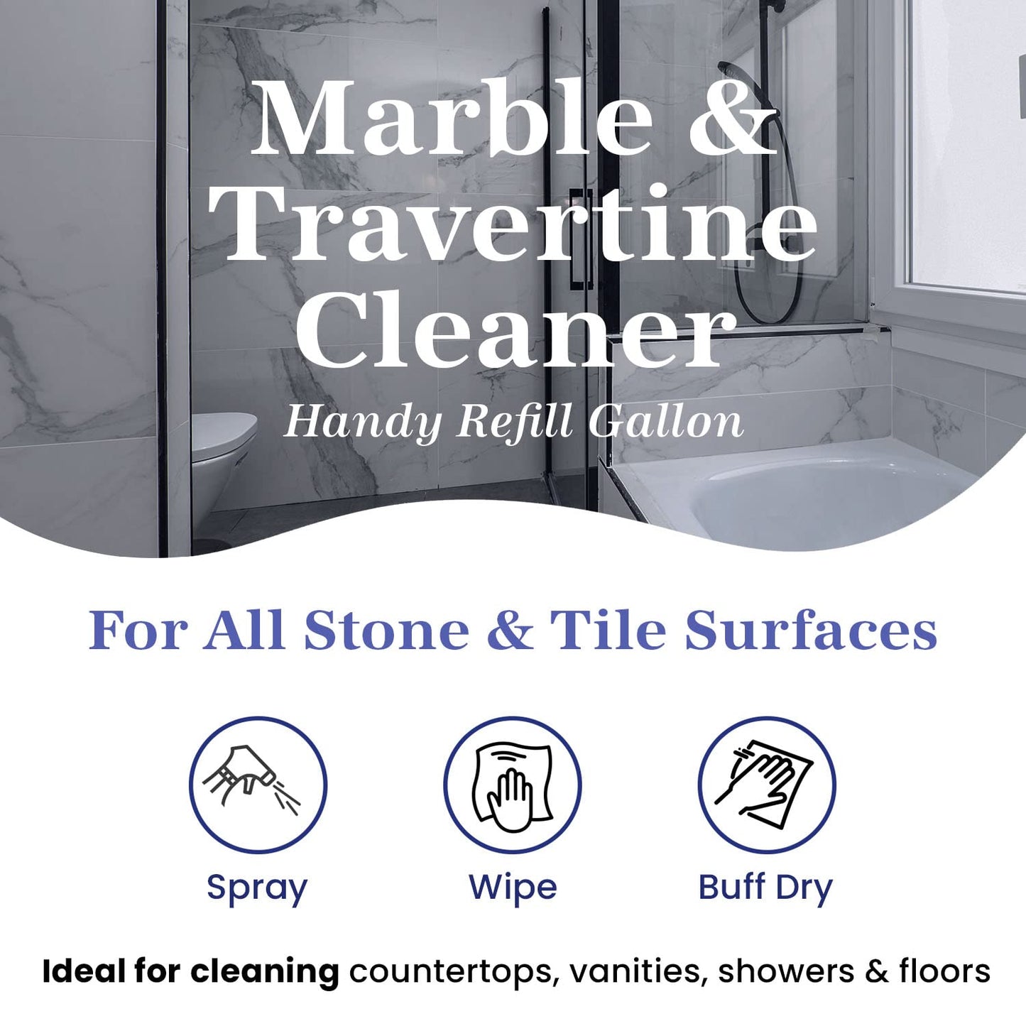 Marblelife InterCare Marble and Travertine Cleaner, Natural Stone & Terrazzo Liquid Cleaner, Shower & Tile Surface Care, Floor, Walls & Countertop