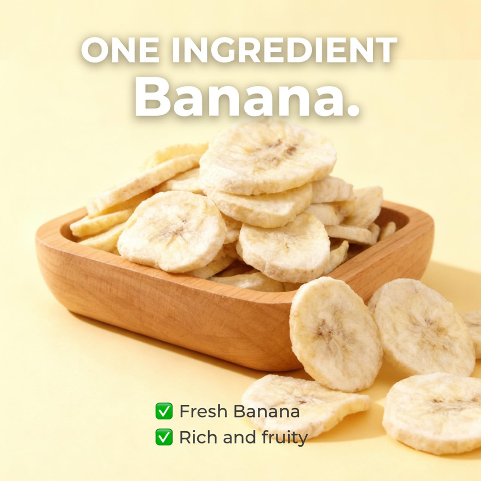Freeze-Dried Banana Slices, 8.81 Oz | Crispy,Freeze-Dried Fruit Snack | Resealable Jar for Pantry Storage | Great for Travel, Hiking, Camping