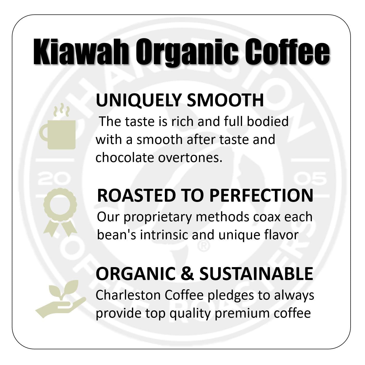 Charleston Coffee Roasters | Specialty Organic Ground Coffee | Hand Picked, Premium Slow Roast (Kiawah, Dark Roast) 28oz
