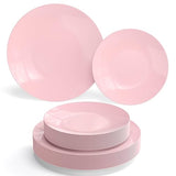 Trendables 120 Pcs Pink Plates Plastic Dinner Plates 60 Guests I 60-10" Heavy Duty Plastic Plates & 60-8" Dessert Plates | Disposable Dinnerware Set |