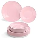 Trendables 120 Pcs Pink Plates Plastic Dinner Plates 60 Guests I 60-10" Heavy Duty Plastic Plates & 60-8" Dessert Plates | Disposable Dinnerware Set |