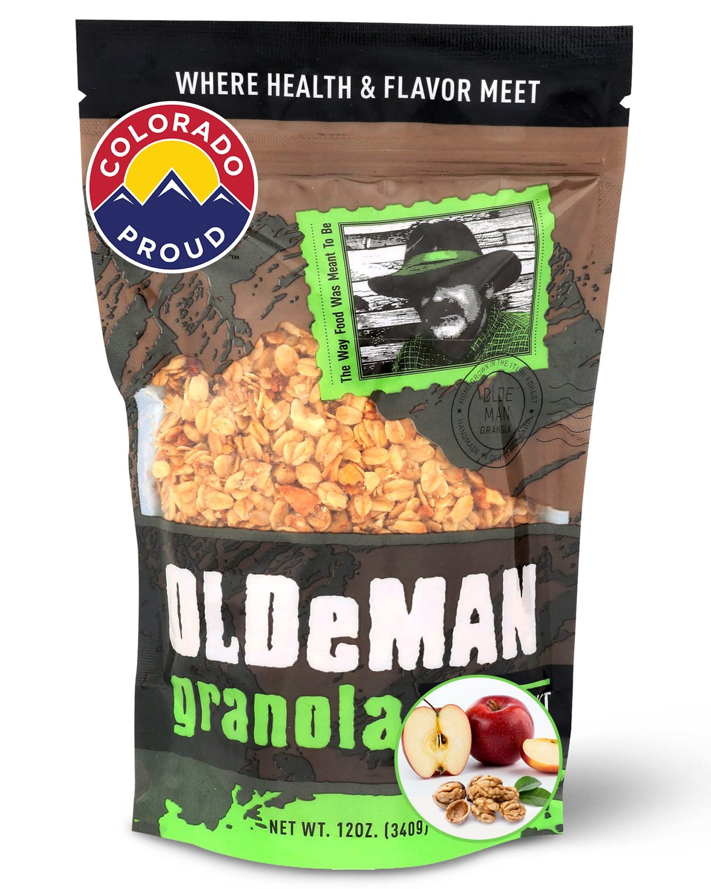 Olde Man Granola Gluten Free Granola - Non-GMO Healthy Granola Cereal - Soft Whole Grain Oats, Butter, Brown Sugar - Handmade in Colorado (Apple
