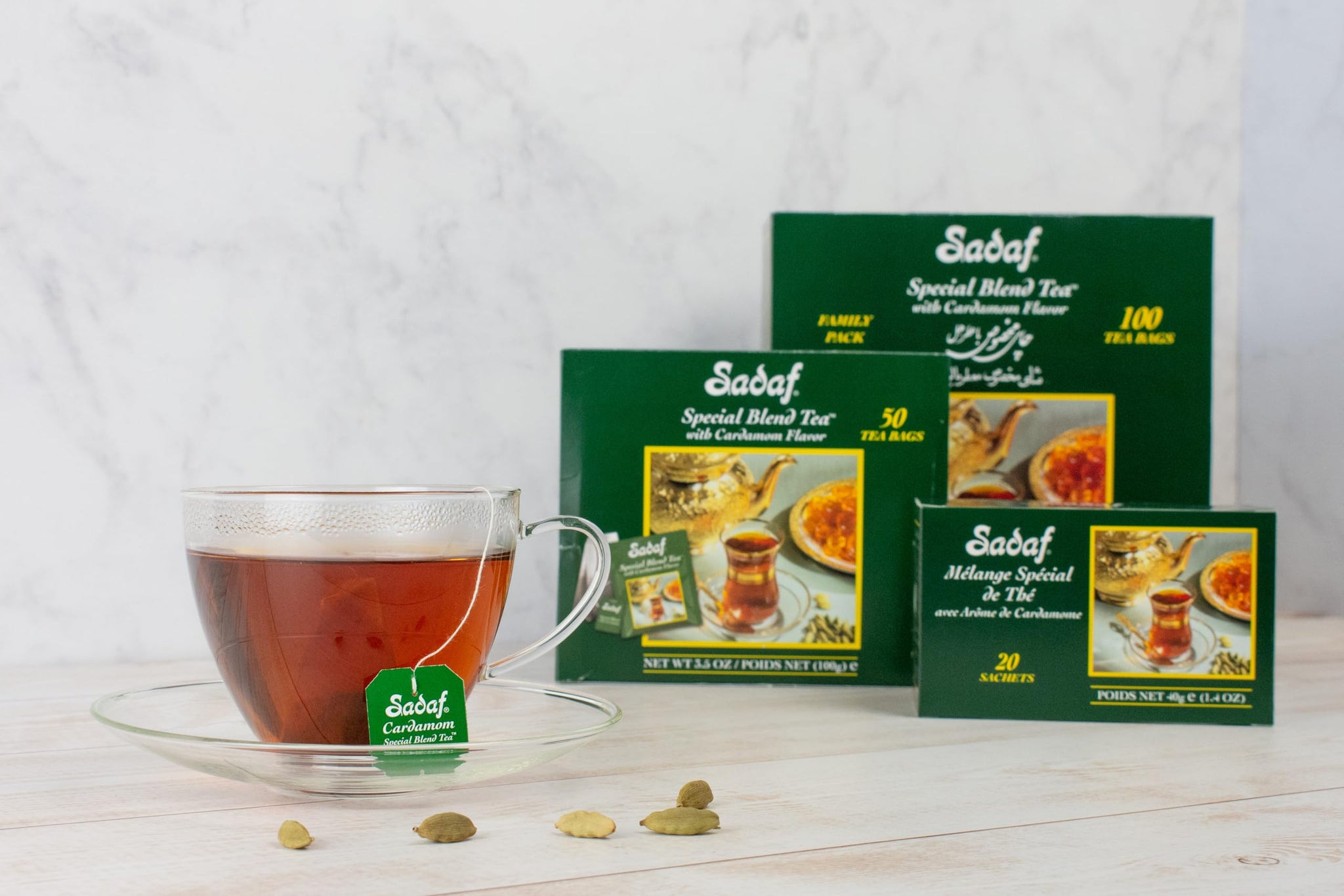 Sadaf Special Blend Tea with Cardamom - Loose Leaf Cardamom Tea - Ceylon Black Tea - Quicktea Product harvested in Sri Lanka - 8 Oz Box