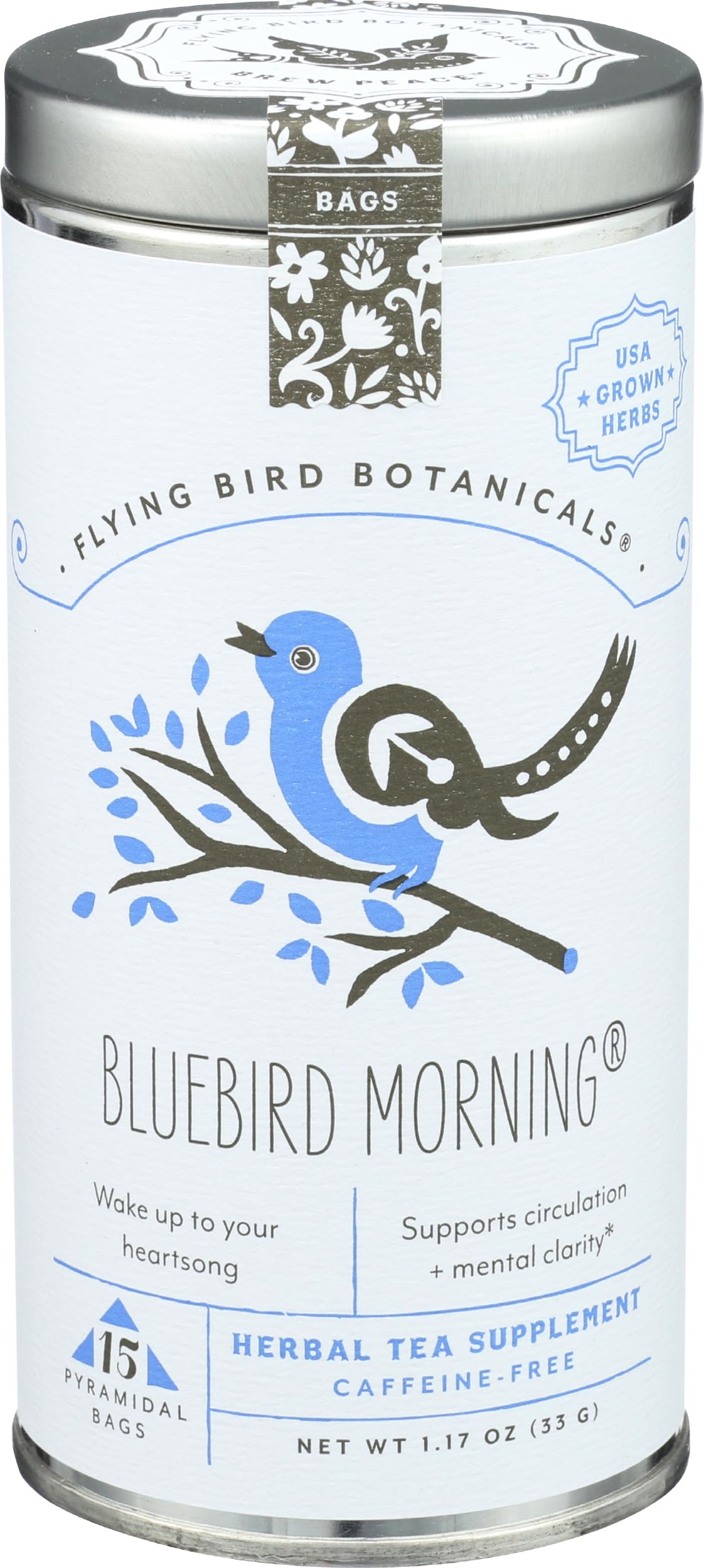 FLYING BIRD BOTANICALS Bluebird Morning Tea, 15 CT