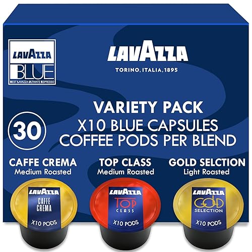 Lavazza Blue Coffee Pods Variety Pack - 30 Count - Includes Top Class, Gold Selection & Caffè Crema (10 Each) - Single-Serve, Keto-Friendly Arabica