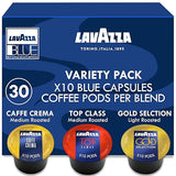 Lavazza Blue Coffee Pods Variety Pack - 30 Count - Includes Top Class, Gold Selection & Caffè Crema (10 Each) - Single-Serve, Keto-Friendly Arabica