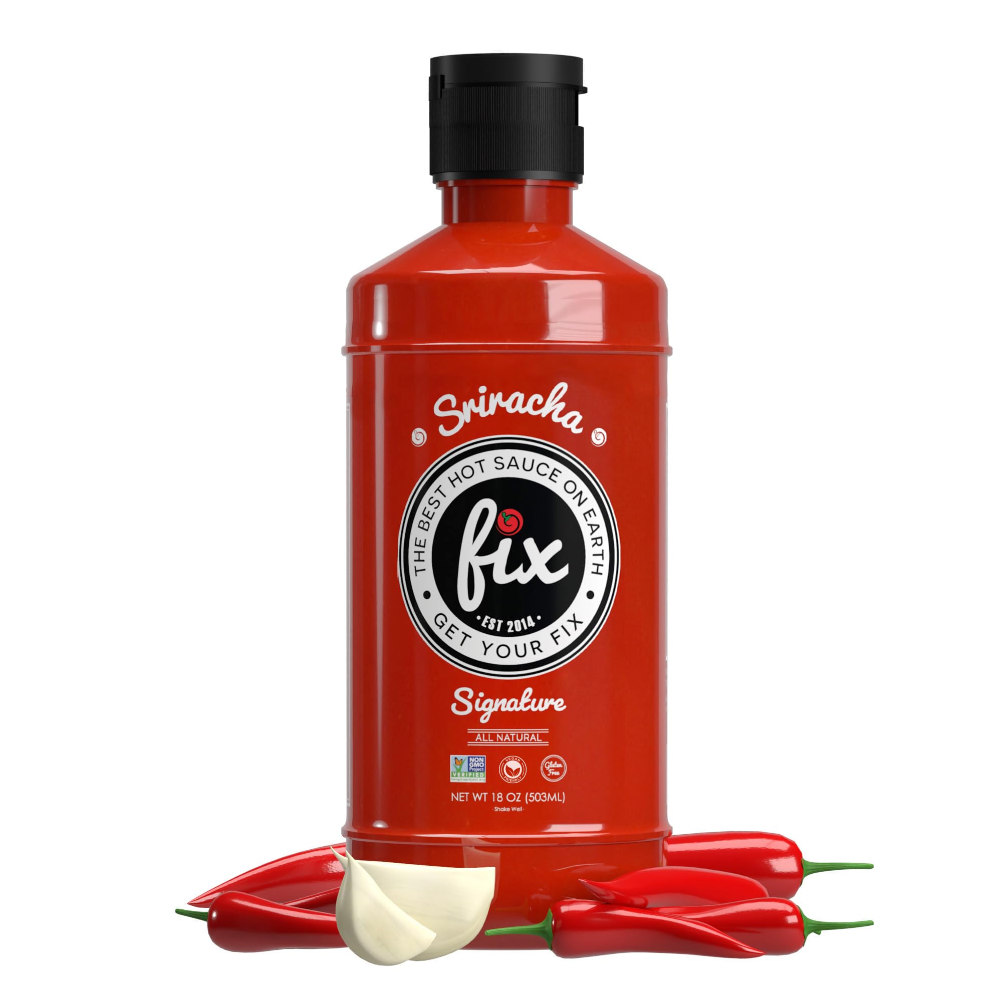 Fix Hot Sauce, Sriracha Sauce - Sriracha Chili Sauce, Organic Red Chili Peppers, Spicy & Bold Flavor, Non-GMO, Gourmet, Sriracha Sauce Hot, Great in