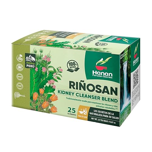 Hanan Peruvian Secrets Rinosan Herbal Tea | 100% Natural Kidney Cleanse Aid Blend | 25 Tea Bags | Naturally Aids in Supporting Healthy Kidney
