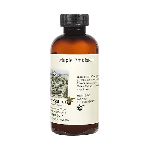 OliveNation Maple Emulsion for Baking, Water Soluble Flavoring, Non-GMO, Gluten Free, Vegan - 8 ounces