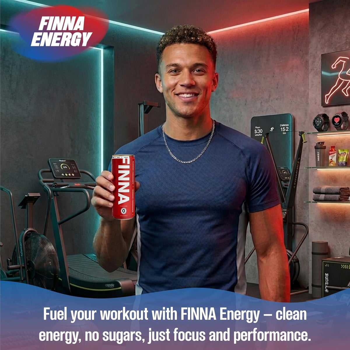 FINNA Sugar Free Energy Drink, Blueberry Pomegranate, 12 Fl Oz (Pack of 4)
