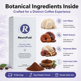 Restural Neurofuel Coffee, with Botanical Ingredients, Lion Mane, Reishi Extract, Mushroom, Smooth & Balanced Medium Roast, Energy Boost, Immune