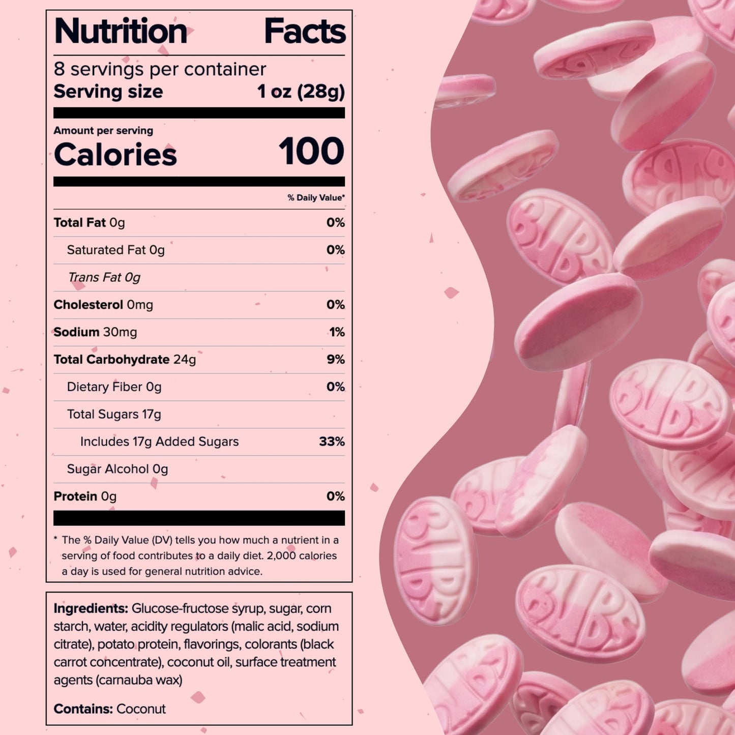 Bubs Wild Berry & Pomegranate Ovals - Sweet & Tangy Original Swedish Foam Candy, Vegan & Gelatin-Free, Imported from Sweden, 8 oz/0.5 lb Resealable