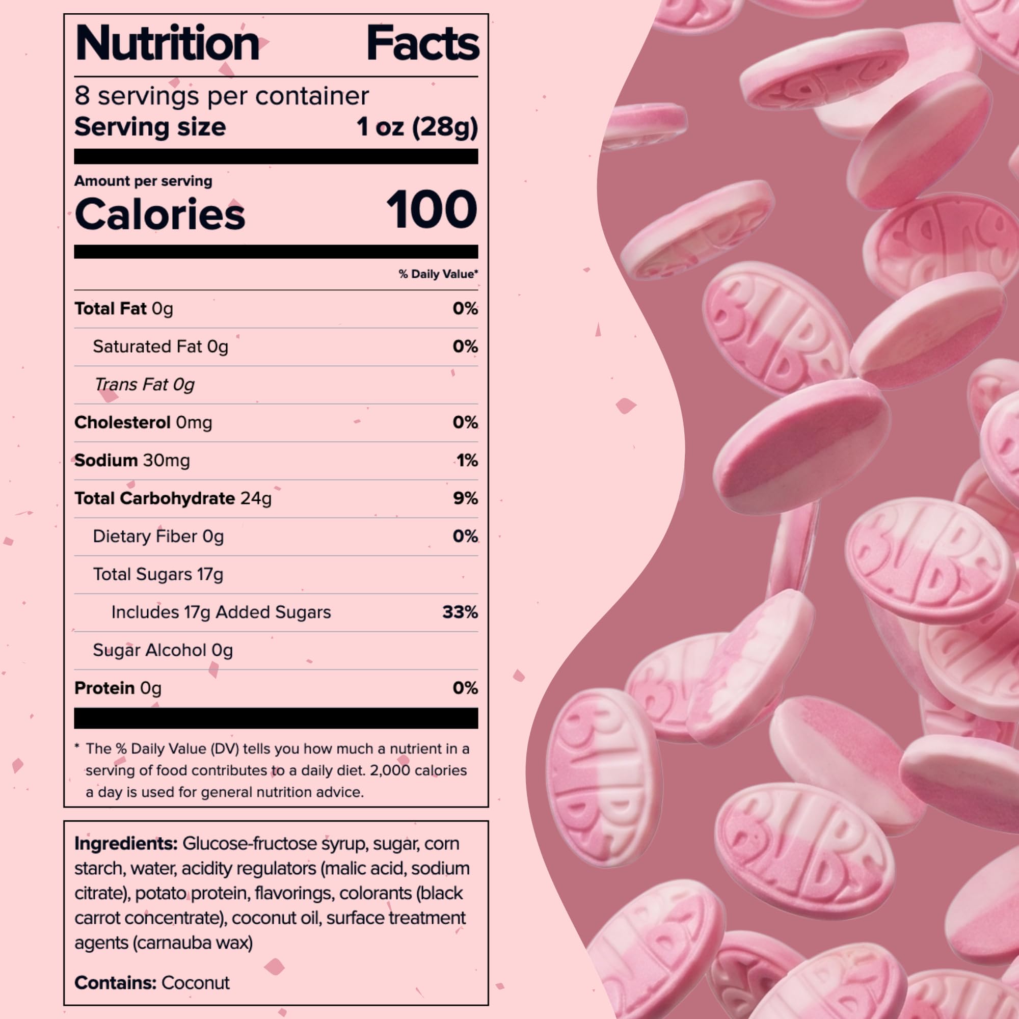 Bubs Wild Berry & Pomegranate Ovals - Sweet & Tangy Original Swedish Foam Candy, Vegan & Gelatin-Free, Imported from Sweden, 8 oz/0.5 lb Resealable