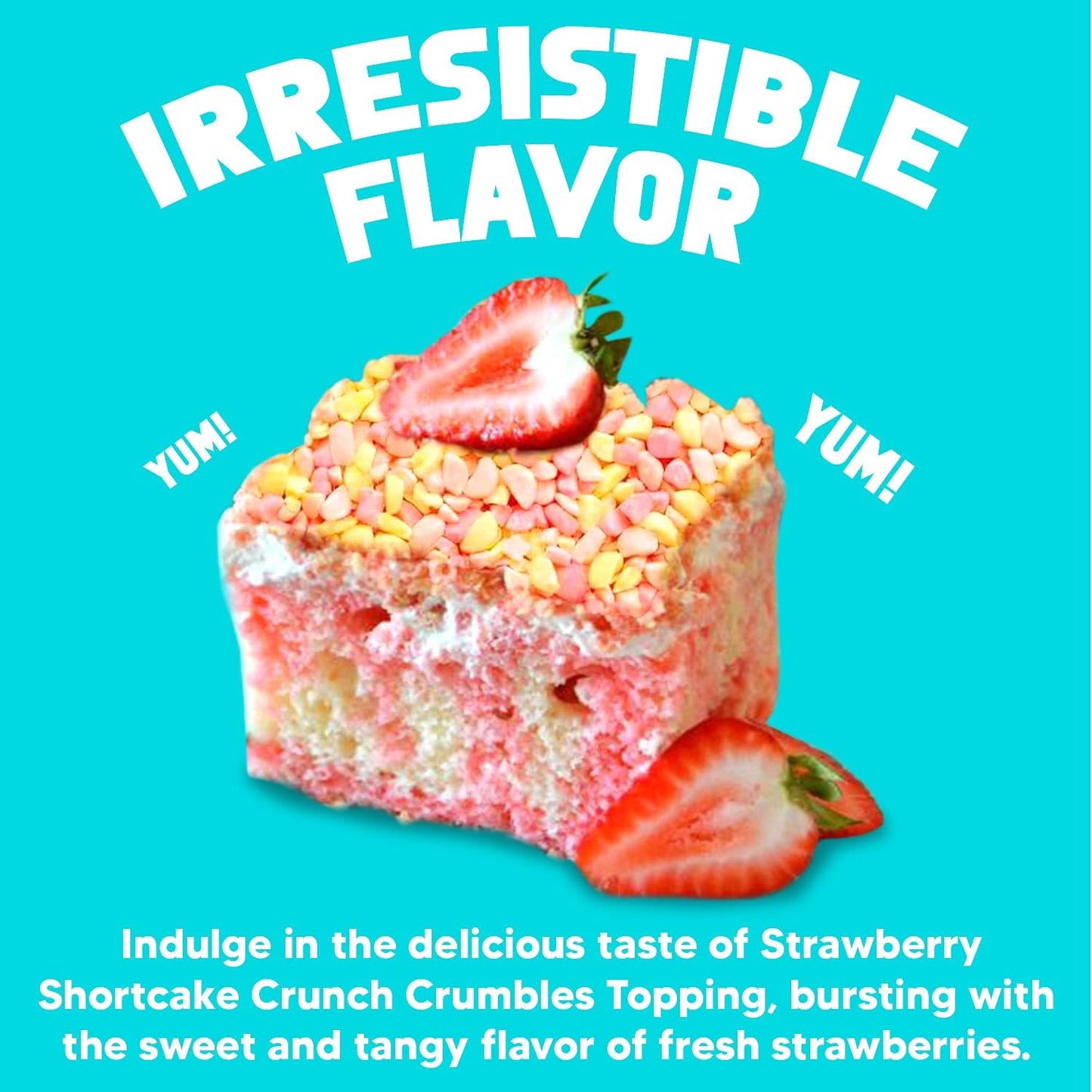 Bakebright Strawberry Shortcake Crunch Crumbles Topping | 4oz Tasty Ice Cream Dessert Topping Crunch Coat Toppings for Ice Cream Bar Topper