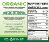 Pure Anatolia Organic Green Juice Detox Blend 32 fl oz - Cold Pressed Vegetable & Fruit Drink with Spinach, Apple, Ginger, Lemon - Fresh Pressed