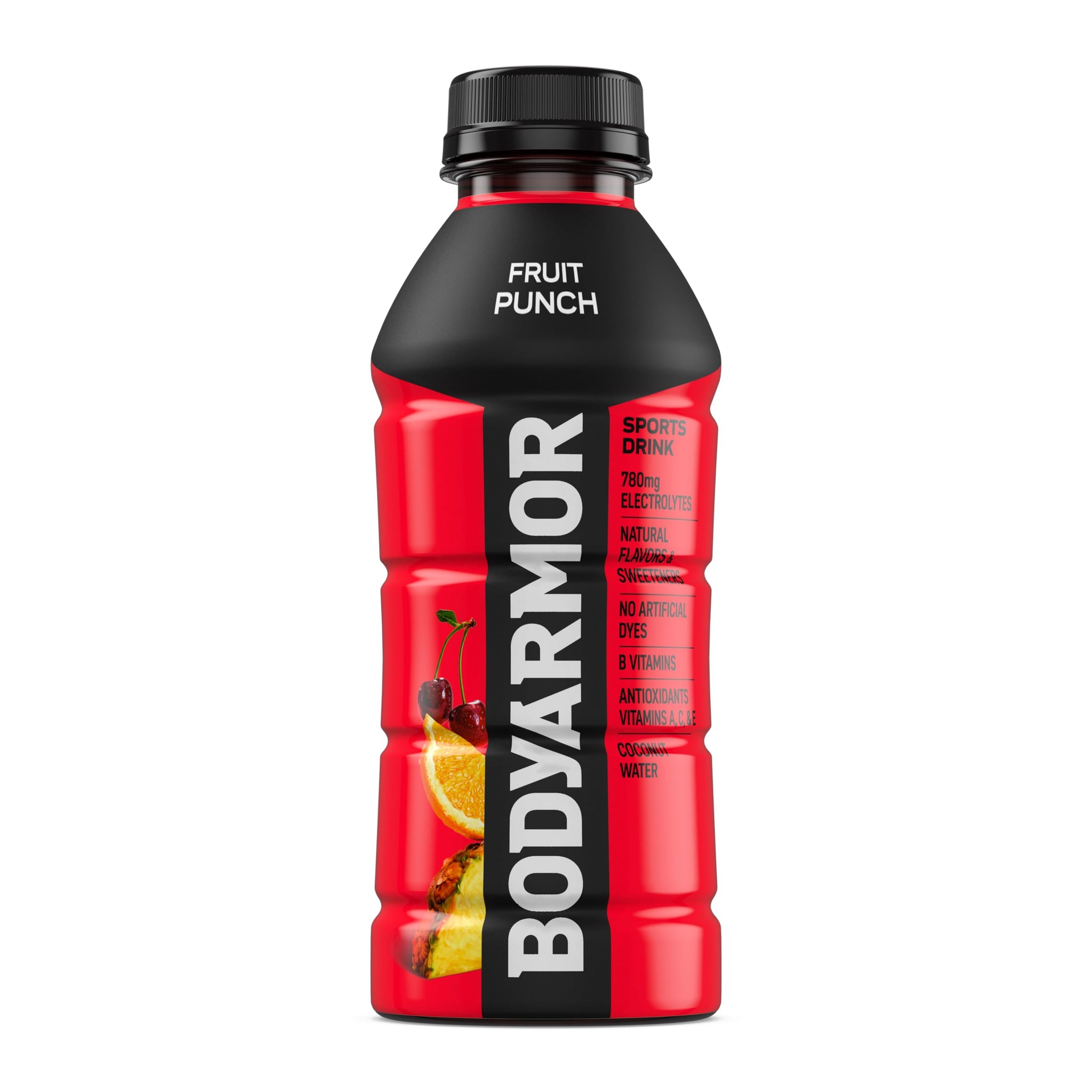 BODYARMOR Sports Drink, Fruit Punch, Electrolyte Drink Hydration, 16 Fl Oz Bottles (12 Pack), Flavored Coconut Water with B Vitamins & Antioxidants